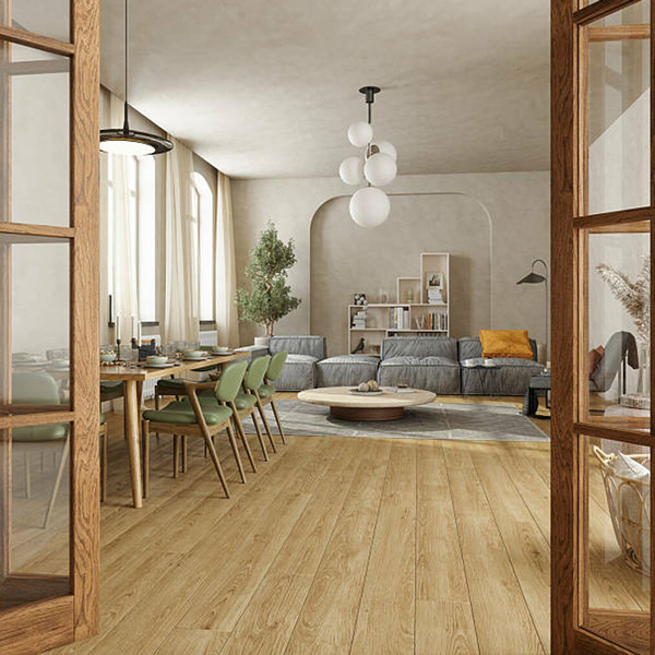 estancia con suelo de madera